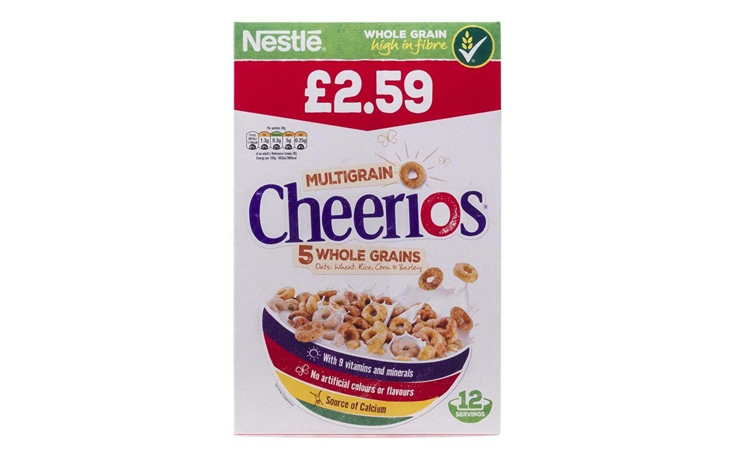 Nestle Multigrain Cheerios, 5 Whole Grains (Oats, Wheat, Rice, Corn & Barley)   Box  375 grams